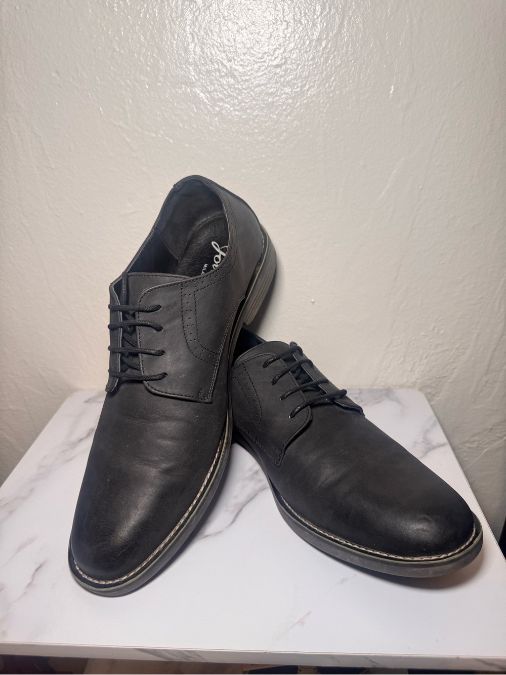 Jousen Milan Grey Leather Men's Lace-Up Oxfords